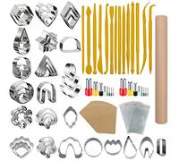 AIFUDA - Juego de 100 cortadores de arcilla polimérica, 49 formas, cortadores de aretes de arcilla con 51 accesorios para aretes de arcilla polimérica, joyería color rosa