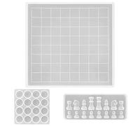 AIFUDA Juego de moldes de resina para tablero de damas, 1 molde de silicona, 1 pieza de damas y 1 pieza de ajedrez piezas de molde de fundición para proyectos de herramientas de bricolaje