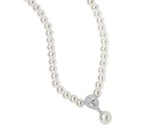 AIFUYUDM Collar de perlas para mujer, cadena de imitación de perlas, collar de perlas blancas, collar de perlas en forma de corazón, collar de perlas de Saturn, regalos para madre, esposa, novia con