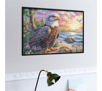 Aigle à tête Blanche au Coucher du Soleil côtier Puzzle 500 Piezas 3D Creativo Faune paysagère rêveuse Rompecabezas para Hombres Y Mujeres Decoración Hogar Moderno Construir Maquetas 500 PCS