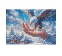 Aigle à tête Blanche Dans Les nuages étoilés Puzzles 300 Piezas Estera Portátil Familiar Bêtes enchantées lumineuses Rompecabezas para Adultos Aliviar Estrés 3D Maquetas Construir DIY Moderno 300 PCS