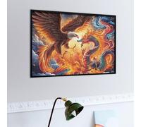 Aigle à tête Blanche Dragon coloré enflammé Puzzles 500 Piezas Portátil 3D Faune Sauvage Rompecabezas Familiar para Toda La Familia Maquetas Educativas Construir Aliviar Estrés 500 PCS