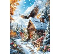 Aigle Royal au-Dessus du Chalet enneigé Rompecabezas 500 Piezas Cartón para Mayores Mitos Cuento de Hadas para Ocupar Tiempo Actividad Antiestrés Decoración Mural Mejor Valorado 500 PCS