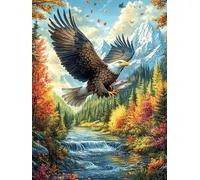 Aigle royal volant au-dessus de la rivière d'automne Puzzle 500 Piezas Cartón Resistente Para Niños Mayores 14 Años Mitos cuento de hadas Estimulación Cerebral Entretenimiento Sin Pantalla Calidad Pre