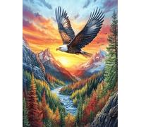 Aigle Royal Volant au-Dessus de la vallée montagneuse Puzzle 300 Piezas Papel Mayores Animal Planta Terapia Ocupacional Alivio Estrés Tiempo Libre En Casa Regalo Original 300 PCS