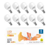 Aigostar - 10 x Bombilla LED E14 Luz Cálida, 5W 3000K 400lm, Bombillas LED Cálido E14 Casquillo Fino, Bajo consumo, Ahorro de energía, CRI> 80, no regulable - Caja de 10 unidades