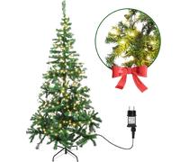 Aigostar 120 CM Árbol de Navidad Artificial,con Cadena de luces LED de 8 M,100 LED Blanco cálido,8 Modos de Iluminación,140 Ramas,Color Verde,Incluye Soporte de Meta