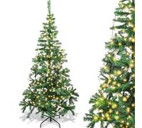 Aigostar 150 CM Árbol de Navidad Artificial,con Cadena de luces LED de 13 M,8 Modos de Iluminación,200 LED Blanco cálido,280 Ramas,Incluye Soporte de Meta,Color Verde
