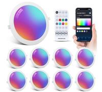 Aigostar 15W Downlight LED Techo Emportrable Inteligente, Focos Empotrada Bluethooth Mesh Compatible con Alexa, 1430LM RGB y Blanco Regulable 2700-6500K, con Control Remoto， IP44, Ф150-160mm, 8 Uds