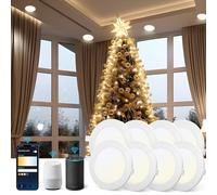 Aigostar 15W Downlight LED Techo Empotrable Inteligente, 8 Pack, 1430LM, Focos LED Interior Techo Compatible con Alexa y Google Home, Regulable de luz cálida a blanca 3000-6500K, Φ145-155 mm