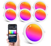 Aigostar 15W Inteligente Downlight LED Techo Emportrable, Foco Led Ø175mm x 26.5mm Redondo Ultradelgado WiFi APP Control, RGB y Blanco Regulable 2700-6500K, Compatible con Alexa y Google, 6 Pack