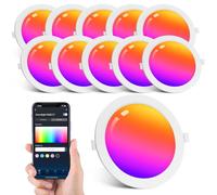 Aigostar 15W Inteligente Downlight LED Techo Emportrable, Foco Led Ø175mm x 26.5mm Redondo Ultradelgado WiFi APP Control, RGB y Blanco Regulable 2700-6500K, Compatible con Alexa y Google, 10 Pack