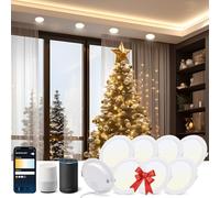 Aigostar 18 W inteligente Downlight LED, 8 Pack Luces para Alexa de 1765 LM Wi-Fi, Focos LED empotrada compatible con Alexa y Google Home, Regulable de luz cálida a blanca 3000-6500K, Φ190-200 mm