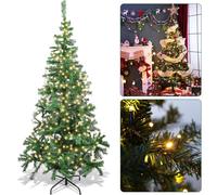 Aigostar 180 CM Árbol de Navidad Artificial,con Cadena de Luces LED de 18 M,8 Modos de Iluminación, 300 LED Blanco cálido, 450 Ramas,Color Verde,Incluye Soporte de Meta