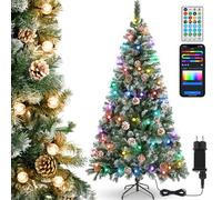 Aigostar 180CM Árbol de Navidad Artificial con Efecto de Nieve, Luces Inteligentes de 10M con 66 Leds(Bolas), 39 Modos Dinámicos, Sync Musical, DIY Colores. Arbol Navidad con 650 Ramas, 43 Piñas