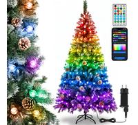 Aigostar 180CM Árbol de Navidad Artificial con Efecto de Nieve, Luces Inteligentes de 10M con 66 LEDs(Bolas), 39 Modos Dinámicos, Sync Musical, DIY Colores. Arbol Navidad con 650 Ramas, 43 Piñas