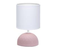 Aigostar 196950 - Lámpara de cerámica de mesa, semioval rosado, cuerpo de diseño sencillo color rosado, pantalla de tela color blanco, casquillo E14. Perfecta para el salón, dormitorio o recibidor.