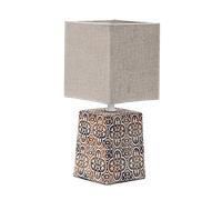 Aigostar 197056 - Lámpara de Cerámica, Lámpara de Mesa E14, LED Luz Mesita de Noche, Pantalla de Tela, Lámpara Escritorio Diseño Clasico Vintage para Dormitorio, Estudio, Salon etc