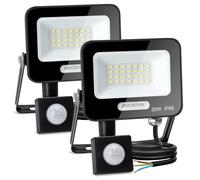 Aigostar- 20W Foco LED con Sensor Movimiento, Super Brillo Focos Exterior, 1650LM, Blanco Frío 6500K, IP65 Impermeable, Proyector LED Exterior, Perfectas para Jardín, Garaje, Patio, Paquete de 2