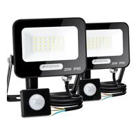 Aigostar- 20W Foco LED con Sensor Movimiento, Super Brillo Focos Exterior, 1650LM, Blanco Frío 6500K, IP65 Impermeable, Proyector LED Exterior, Perfectas para Jardín, Garaje, Patio, Paquete de 2