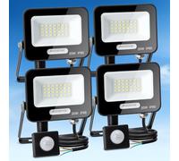 Aigostar- 20W Foco LED con Sensor Movimiento, Super Brillo Focos Exterior, 1650LM, Blanco Frío 6500K, IP65 Impermeable, Proyector LED Exterior, Perfectas para Jardín, Garaje, Patio, Paquete de 4