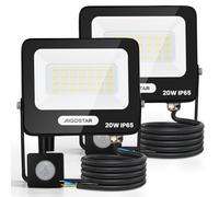Aigostar 20W Foco LED Exterior con Sensor Movimiento PIR,2 piezas,1650LM Super Brillo Proyector LED, IP65 Impermeable,Blanco Natural 4000K,Luz de Seguridad para Interior,Jardín,Patio,Garaje
