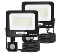 Aigostar 20W Foco LED Exterior con Sensor Movimiento PIR,2 piezas,1650LM Super Brillo Proyector LED, IP65 Impermeable,Blanco Natural 4000K,Luz de Seguridad para Interior,Jardín,Patio,Garaje
