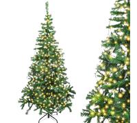 Aigostar 210 CM Árbol de Navidad Artificial,con Cadena de luces LED de 23 M,400 LED Blanco cálido, 8 Modos de Iluminación,600 Ramas,Color Verde,Incluye Soporte de Meta