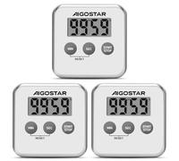 Aigostar 3 Piezas Temporizador de Cocina Digital con Pantalla LCD Grande, Multifunción: Cronómetro, Cuenta Atrás, Adelante y Aviso Sonoro. 3 Formas de Instalación: Imán, Sobremesa o Colgado