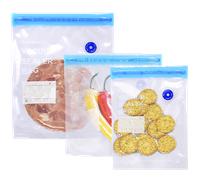 Aigostar - 30 bolsas de vacío reutilizables sin BPA, 10 de cada tamaño. Apto para congelador, microondas y estufa al vacío. Válvula para bomba selladora y cierre zipper