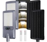 Aigostar 300W Farolas Solares Exterior, 15000mAh Batería de Gran Capacidad, 3000K/4500K/6500K Ajustables, 3000LM, IP65, Farola LED Exterior con Sensor de Movimiento para Patio,No Incluye Soporte,2Uds