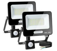 Aigostar- 30W Foco LED con Sensor Movimiento, Super Brillo Focos Exterior, 2750LM, Blanco Frío 6500K, IP65 Impermeable, Proyector LED Exterior, Perfectas para Jardín, Garaje, Patio, Paquete de 2