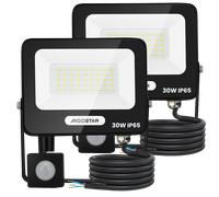 Aigostar 30W Foco LED Exterior con Sensor Movimiento PIR,2 piezas,2750LM Super Brillo Proyector LED, IP65 Impermeable,Blanco Natural 4000K,Luz de Seguridad para Interior,Jardín,Patio,Garaje