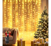 Aigostar 4 Piezas 1×1m 100LED Cortina de Luces Navidad, 8 Modos Luces de Cadena de Cortina, IP44 Impermeable con Temporizador, para Habitacion, Exterior (Blanco Cálido)