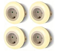 Aigostar 4 Piezas Luz Nocturna con Enchufe y Toma de Corriente, 3 Colores Luz Noche con Sensor de Luz y Control Táctil, Luz Quitamiedos Infantil para Dormitorio, Pasillo, Cocina