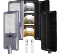 Aigostar 400W Farola Solare Exterior, 20000mAh Batería de Gran Capacidad, 3000K/4500K/6500K Ajustables, 4000LM, IP65, No Incluye Soporte, Farola LED con Sensor para Patio, Entrada del Garaje, 2Uds