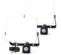 Aigostar 50W Foco LED con Sensor Movimiento: Super Brillo Focos Exterior 5500LM Luz Natural 4000K - IP65 Impermeable, Proyector LED Exterior, Perfectas para Jardín, Garaje, Patio, Paquete de 2