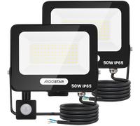 Aigostar 50W Foco LED Exterior con Sensor Movimiento PIR,2 piezas,4600LM Super Brillo Proyector LED, IP65 Impermeable,Blanco Natural 4000K,Luz de Seguridad para Interior,Jardín,Patio,Garaje