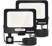 Aigostar 50W Foco LED Exterior con Sensor Movimiento PIR,2 piezas,4600LM Super Brillo Proyector LED, IP65 Impermeable,Blanco Natural 4000K,Luz de Seguridad para Interior,Jardín,Patio,Garaje
