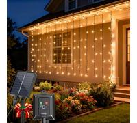 Aigostar 6 Piezas Cortina de Luces Solar, 1m×1m 100LED Guirnalda Luces Navidad Exterior y Interior, 8 Modos, IP65 Impermeable para Habitacion (Blanco Cálido)