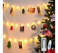 Aigostar 6M 40LED Clip Cadena de Luces con 40 Pinzas para Colgar Fotos, Guirnaldas de Luces con Control Remoto, Fotoclips Guirnalda de Decoración para Navidad, Habitaciones, Bodas (Blanco Cálido)