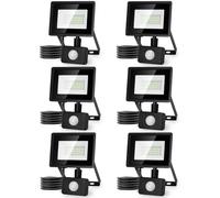 Aigostar- 6Uds Foco LED con Sensor Movimiento 20W,1650LM Super Brillo Focos LED Exterior IP65 Impermeable,Blanco Frío 6500K Proyector Led Exterior,Perfectas para Jardín, Garaje, Patio, etc