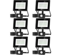 Aigostar- 6Uds Foco LED con Sensor Movimiento 30W,2510LM Super Brillo Focos LED Exterior IP65 Impermeable,Blanco Frío 6500K Proyector Led Exterior,Perfectas para Jardín, Garaje, Patio, etc