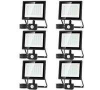Aigostar- 6Uds Foco LED con Sensor Movimiento 50W,4300LM Super Brillo Focos LED Exterior IP65 Impermeable,Blanco Frío 6500K Proyector Led Exterior,Perfectas para Jardín, Garaje, Patio, etc