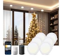 Aigostar 9 W inteligente Downlight LED, 6 Pack Luces para Alexa de 780 LM Wi-Fi, Focos LED empotrada compatible con Alexa y Google Home, Regulable de luz cálida a blanca 3000-6500K, Φ118-128 mm