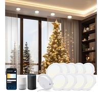 Aigostar 9W Downlight LED Techo Empotrable Inteligente, 10 Pack, 780LM, Focos LED Interior Techo Compatible con Alexa y Google Home, Regulable de luz cálida a blanca 3000-6500K, Φ118-128 mm
