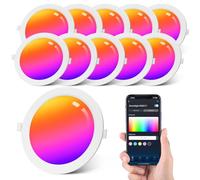 Aigostar 9W Inteligente Downlight LED Techo Emportrable, Foco Led Ø145mm x 25.5mm Redondo WiFi APP Control, RGB y Blanco Regulable, Compatible con Alexa y Google para Salón Cocina, 10 Pack