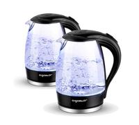 Aigostar Adam - Hervidor de Agua Eléctrico de Cristal, Hervidores Eléctrico con Iluminación Led, 1,7 L, 2200W, Libre de BPA y Sistema de Protección Contra la Ebullición en Seco, Base 360º, 2 Pack