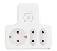Aigostar Adaptador Enchufes con Interruptor,3 Tomas Adaptador Enchufes con Protección Infantil,1 Schuko,2 Clavija EU,Blanco