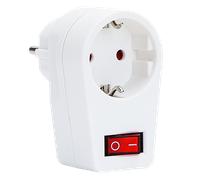 Aigostar Adaptador Enchufes Europeos con 1 Tomas y Interruptor,Enchufe de Pared.Con Protección Infantil,16A,250V,Blanco